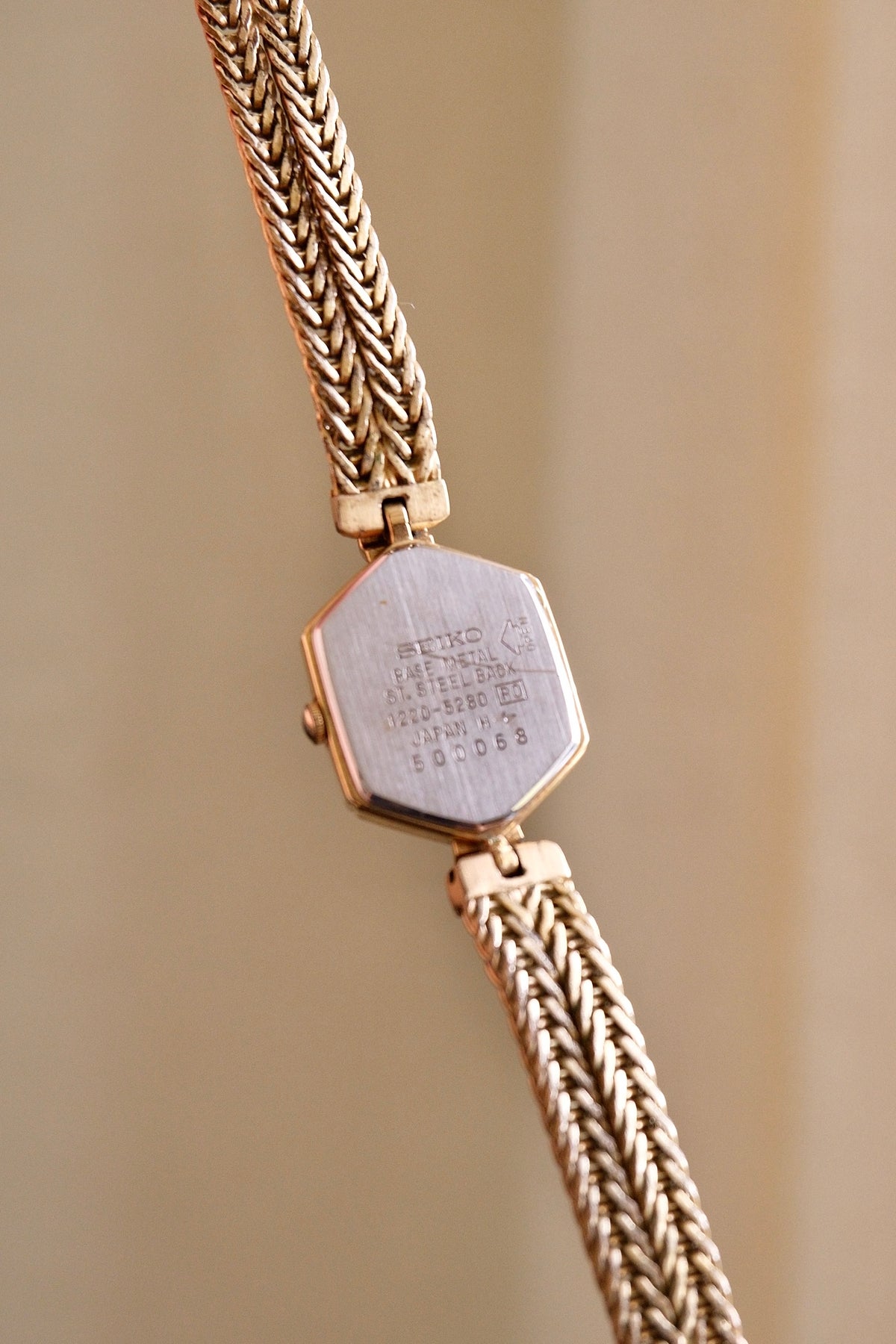 Rare 80s Gold-Plated Seiko Jewellery Quartz Watch with Hexagon Dial