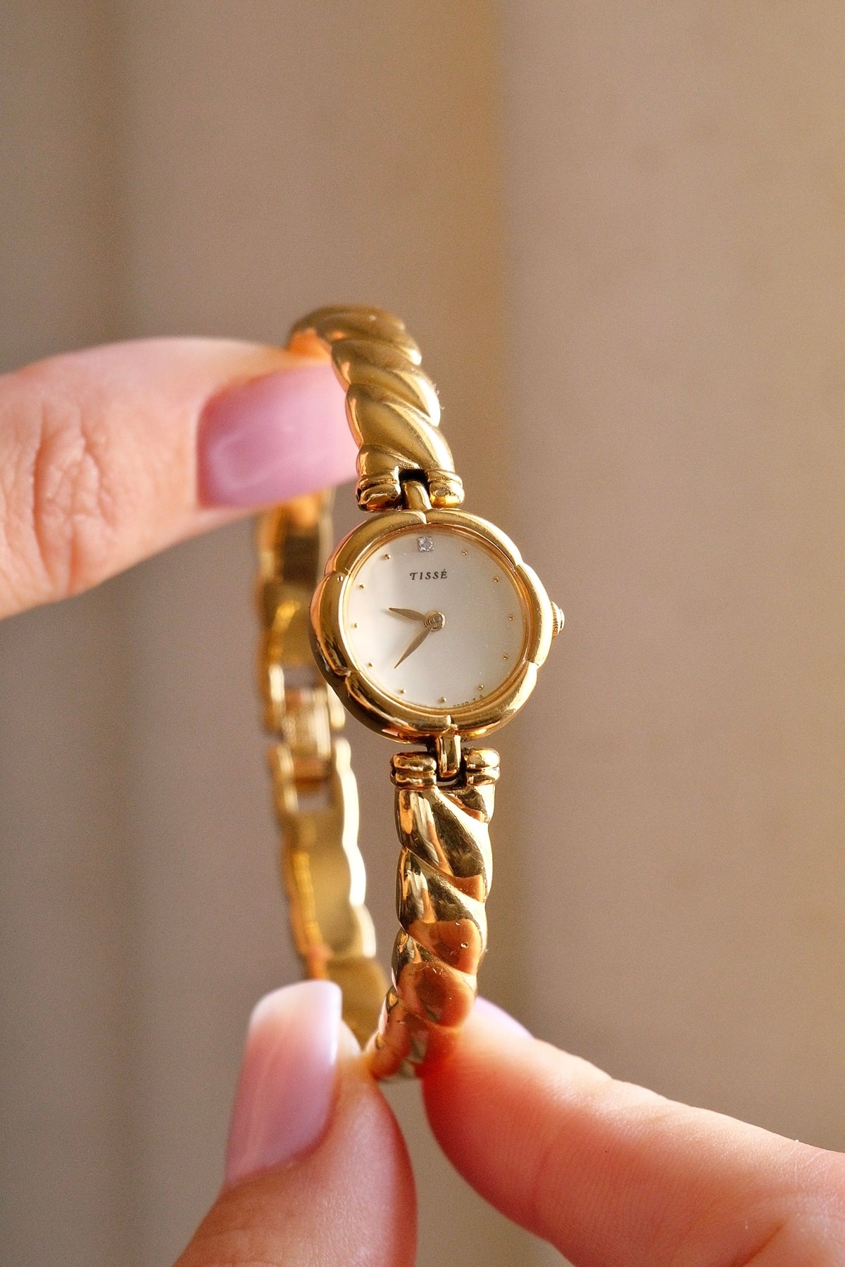 Rare 90s Petite Seiko Tisse Gold Ladies Bangle Watch