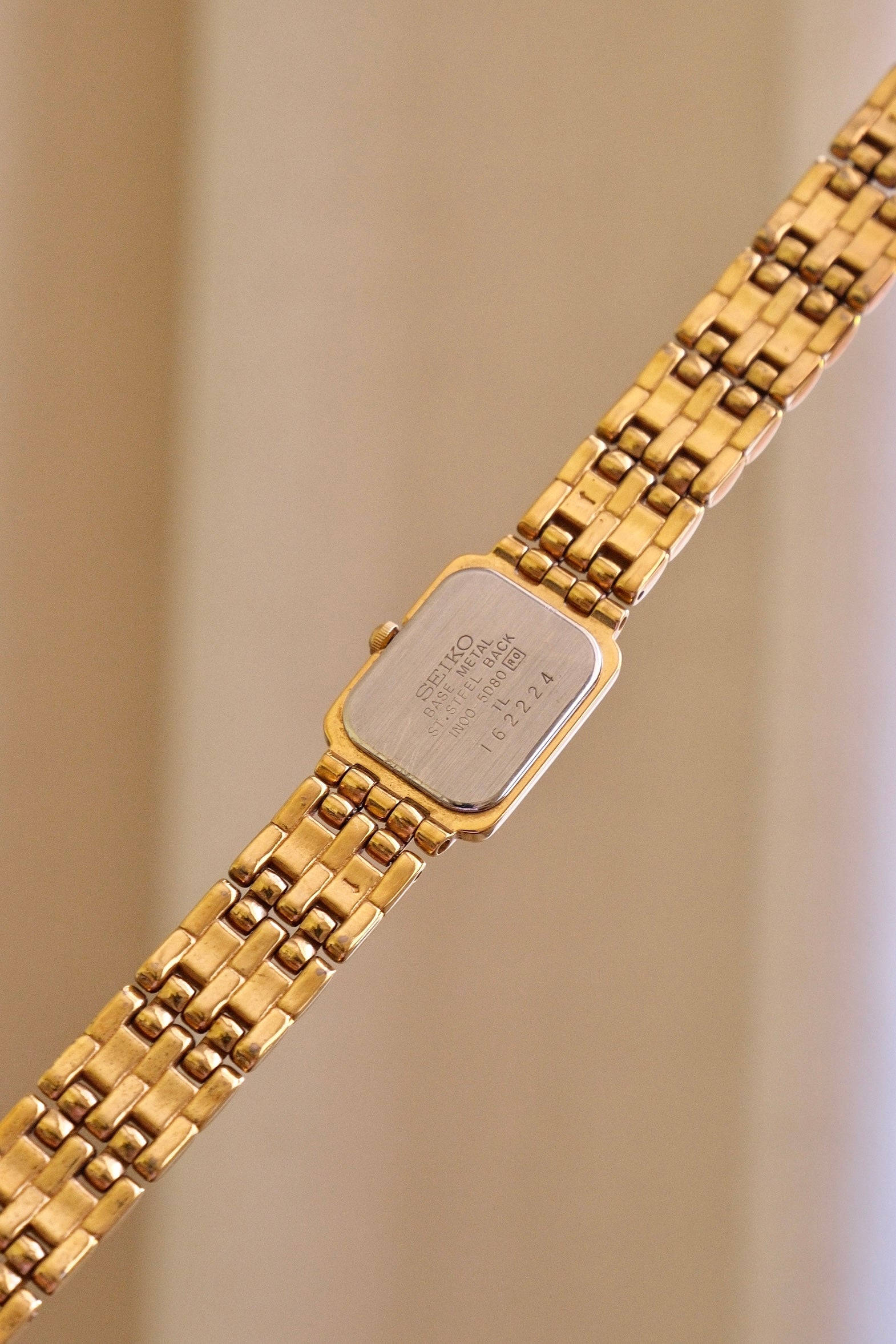 Vintage 90s Ladies Gold Sqaure Face Tank Seiko Watch Working