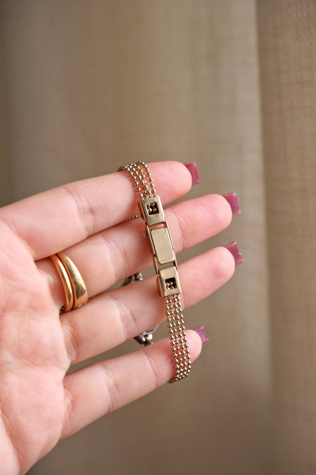 Rare and Unique 1980s Citizen Ladies Pendant Watch Ruby Accent Gold Beaded Chain