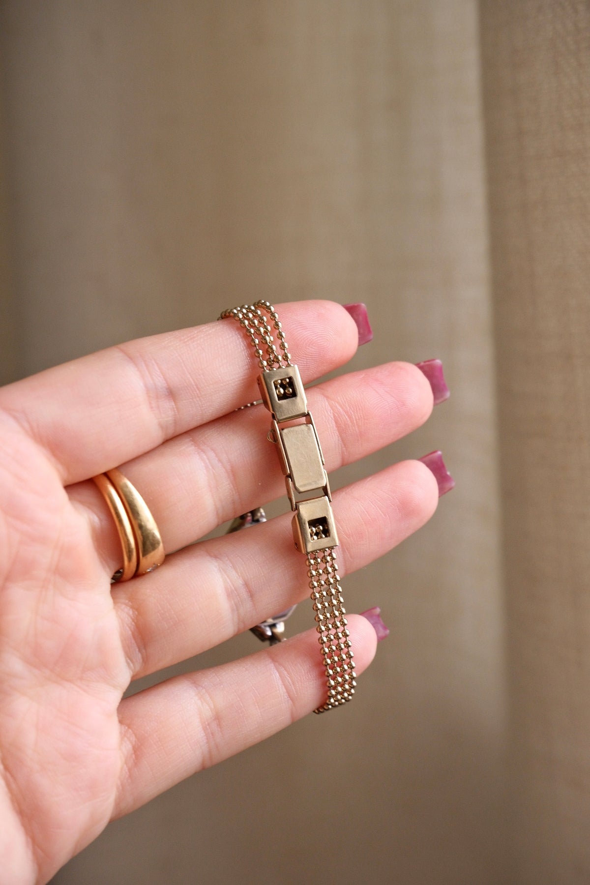 Rare and Unique 1980s Citizen Ladies Pendant Watch Ruby Accent Gold Beaded Chain