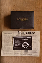 Vintage Ladies Gold Plated Longines Watch, Roman Numeral Champange Dial Box & Papers