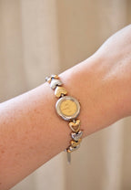 Rare Vintage Seiko Alba Heart Bracelet  Gold and Silver Two Tone Ladies Watch Working