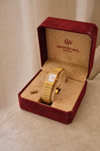 Rare Vintage Ladies 18k Gold Plated Raymond Weil Tank Watch in Box