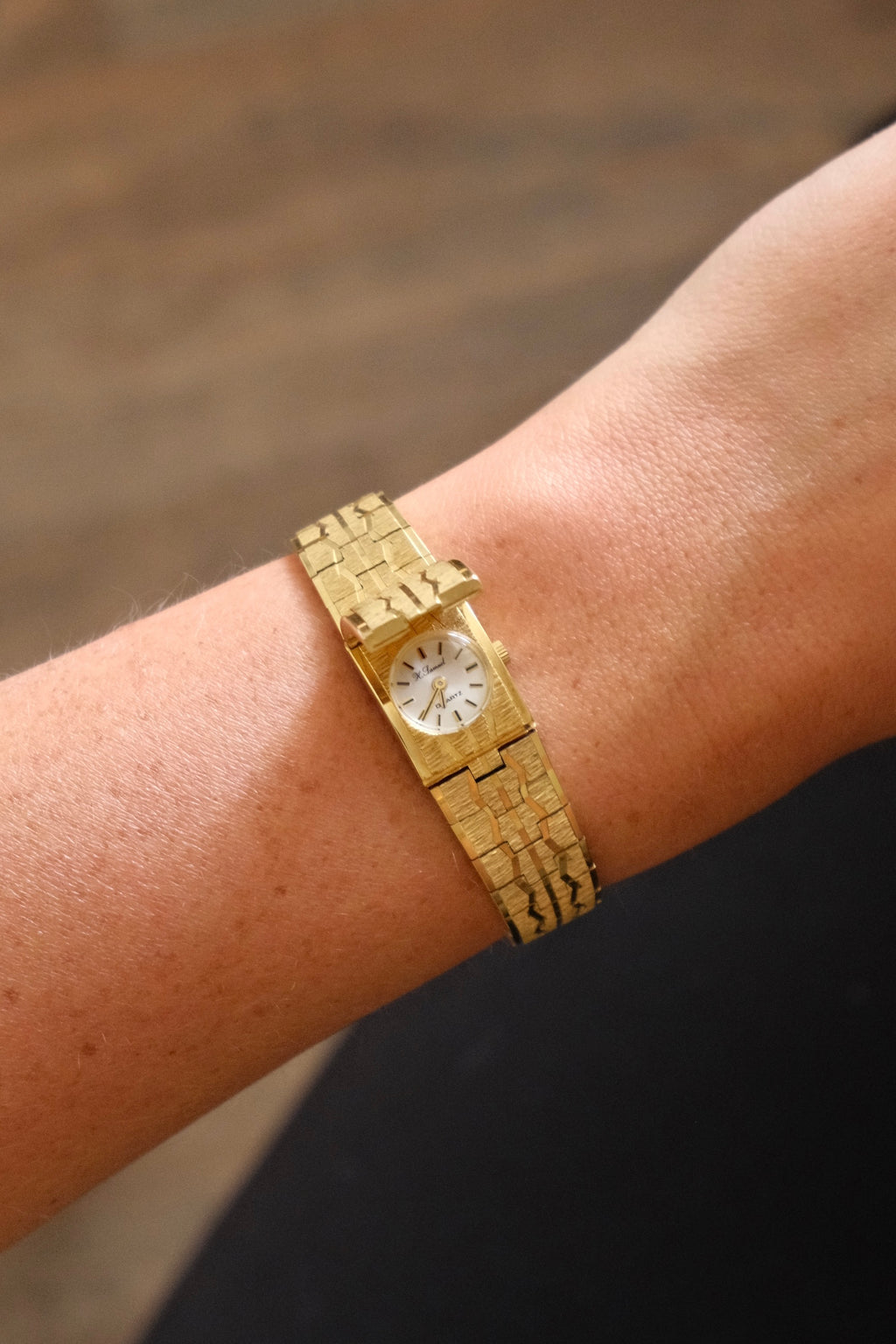 Vintage H. Samuel Hidden Watch Bracelet | Ladies Secret Watch | Gold Tone Jewelry Watch | Original Box | 1970s Working