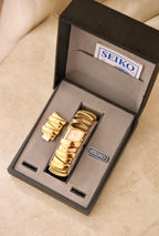 Vintage 90s ladies gold chunky seiko bangle watch working in box