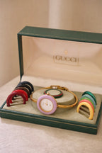 RARE Vintage Gucci Interchangeable Bezel Watch FULL BEZEL set with Box