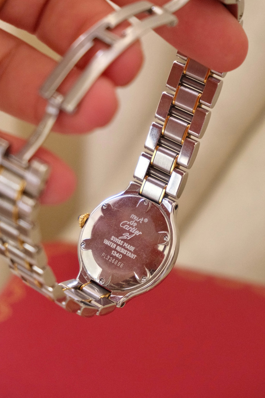 Vintage Cartier Must 21 Watch Women's Two Tone Steel Gold Roman Dial Swiss Made Circa
1990s in Box