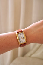 Vintage 90s Unisex Gold-Plated Fendi 500 Quartz Watch with Rectangular Tank-Style Dial