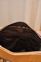 2000s Vintage Prada Camel Leather Bowling Shoulder Bag