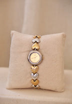 Rare Vintage Seiko Alba Heart Bracelet  Gold and Silver Two Tone Ladies Watch Working