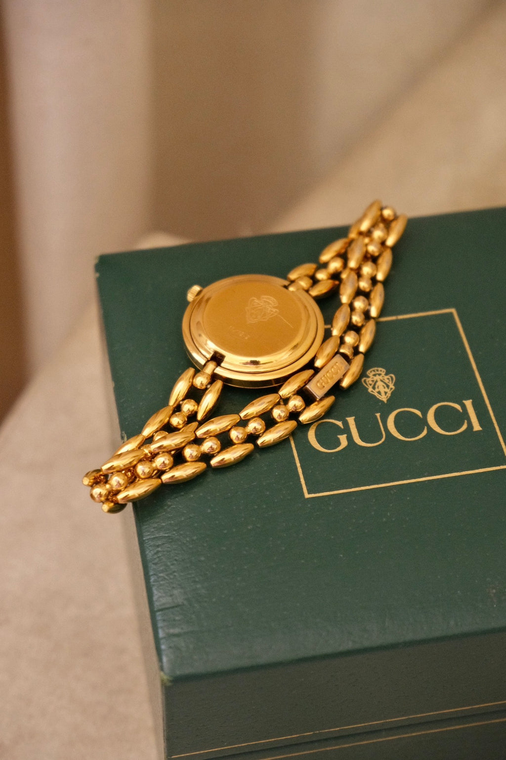 Vintage 1990 Gucci 11/12.2 Interchangeable Bezel Watch Gold Plated Swiss Ladies Watch Original Box