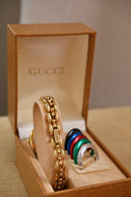 Rare Vintage Ladies Gold Plated 11/12 Gucci Watch 6 Bezels in Box