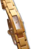 Vintage Gucci 4600L Ladies Quartz Watch Gold Tone Rectangular White Dial