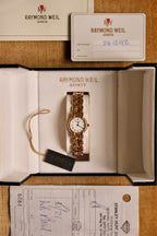 1992 Ladies Gold Raymond Weil Geneva Watch Roman Numerals with Box and Papers