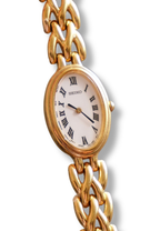 90s Vintage Ladies Oval Gold Seiko Watch White Dial Roman Numerals