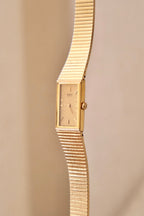 90s Vintage Rectangular Tank Style Seiko Gold Watch Working
