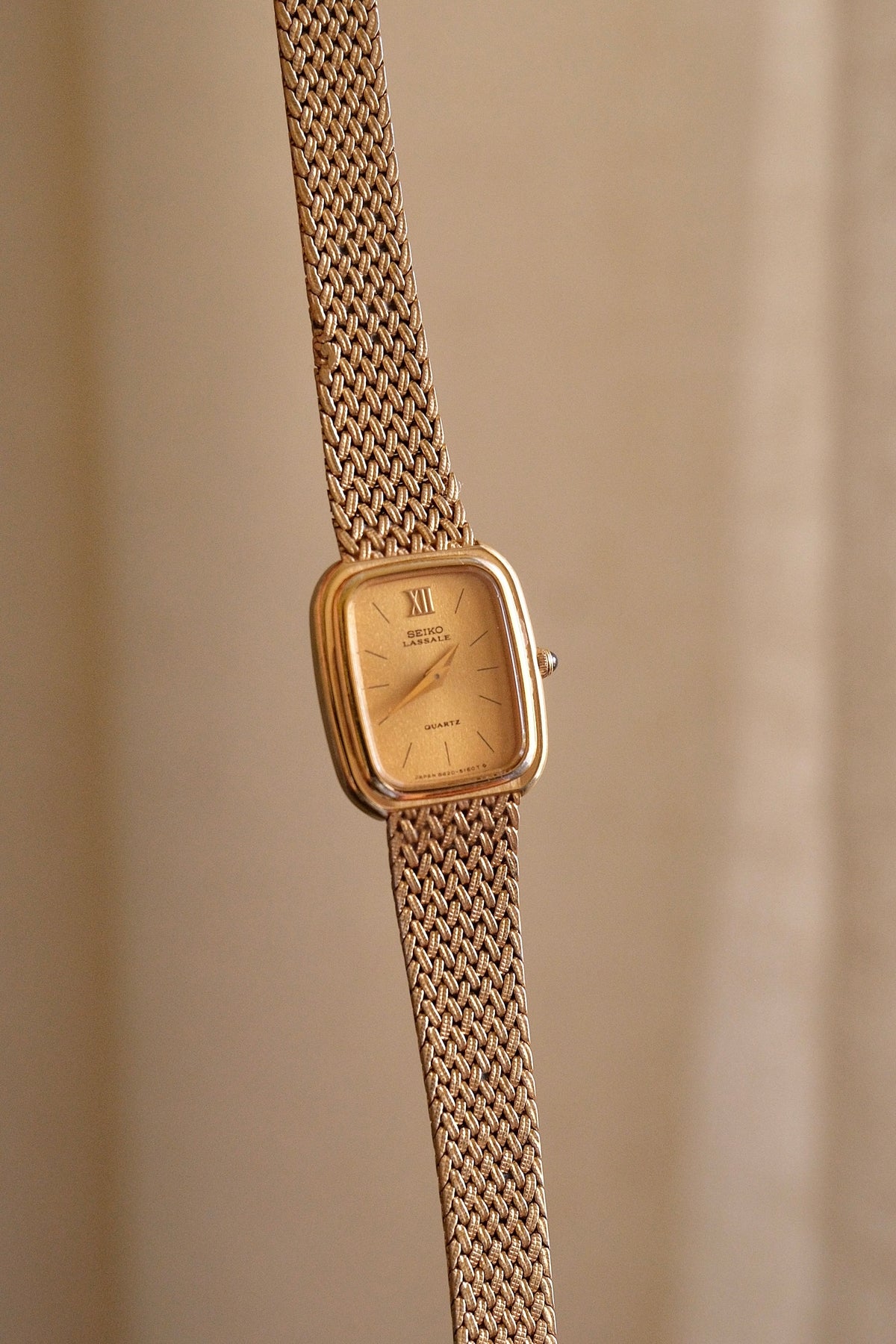 Vintage 80s Petite Ladies Gold Seiko Lassale Watch Champagne Dial