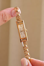Vintage Fine Seiko Ladies Dress Watch 17 Jewels Diashock Hand Wound Gold Plated Rolled Gold Bracelet Rectangular 1950s 1960s Working