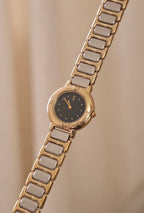 Vintage YSL Ladies Dual Tone Black Dial Watch Working