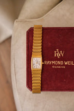 Rare Vintage Ladies 18k Gold Plated Raymond Weil Tank Watch in Box
