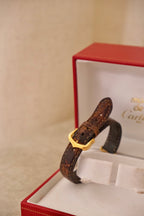 Vintage Ladies 1993 Cartier Must de Cartier Vermeil Watch Gold Plated Ladies Watch, Brown Leather Strap, Luxury Timepiece Box & Papers