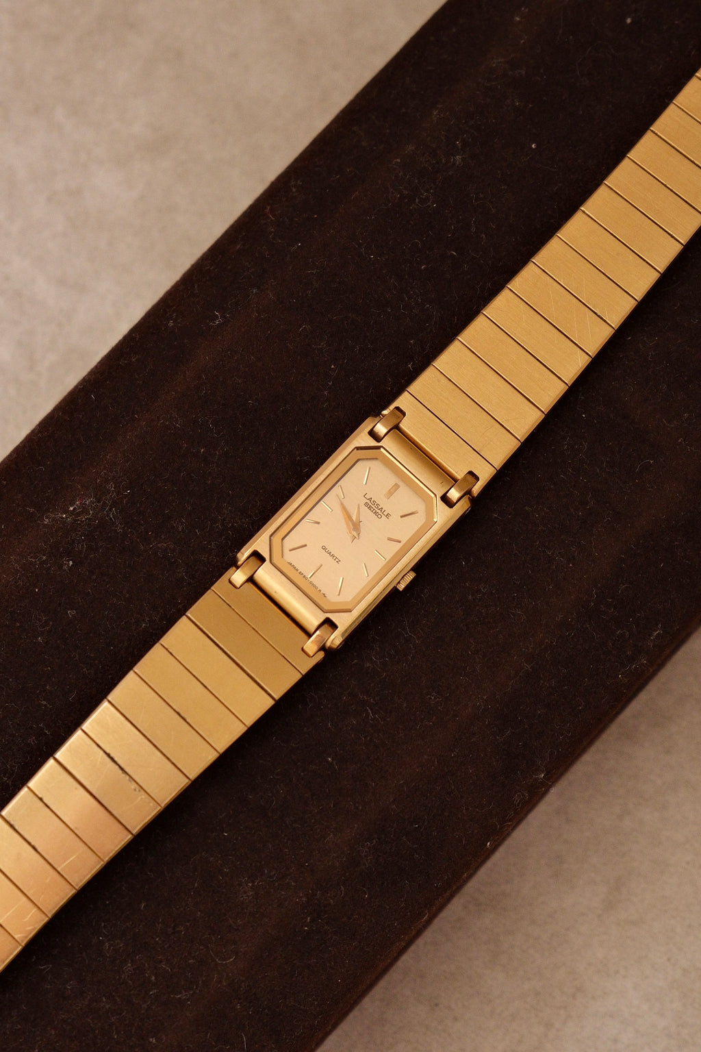 90s Vintage Ladies Ultra Thin Tank Lassale Seiko Gold Plated Watch Working in Box