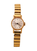 Vintage Timex Mechanical Ladies Gold Watch on a Stretch Watch Band Working