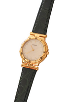 Vintage Seiko Lassale Ladies Watch, Gold Plated 1980s Ultra Thin Dress Watch Roman Numeral Bezel, Green Leather Strap