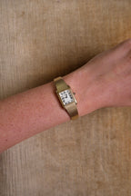 Rare 1980s Ladies Gold Plater Seiko Tank Watch with Roman Numeral Dial