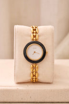 90s Vintage Gucci Gold Plated Rice Link Bezel Watch Working