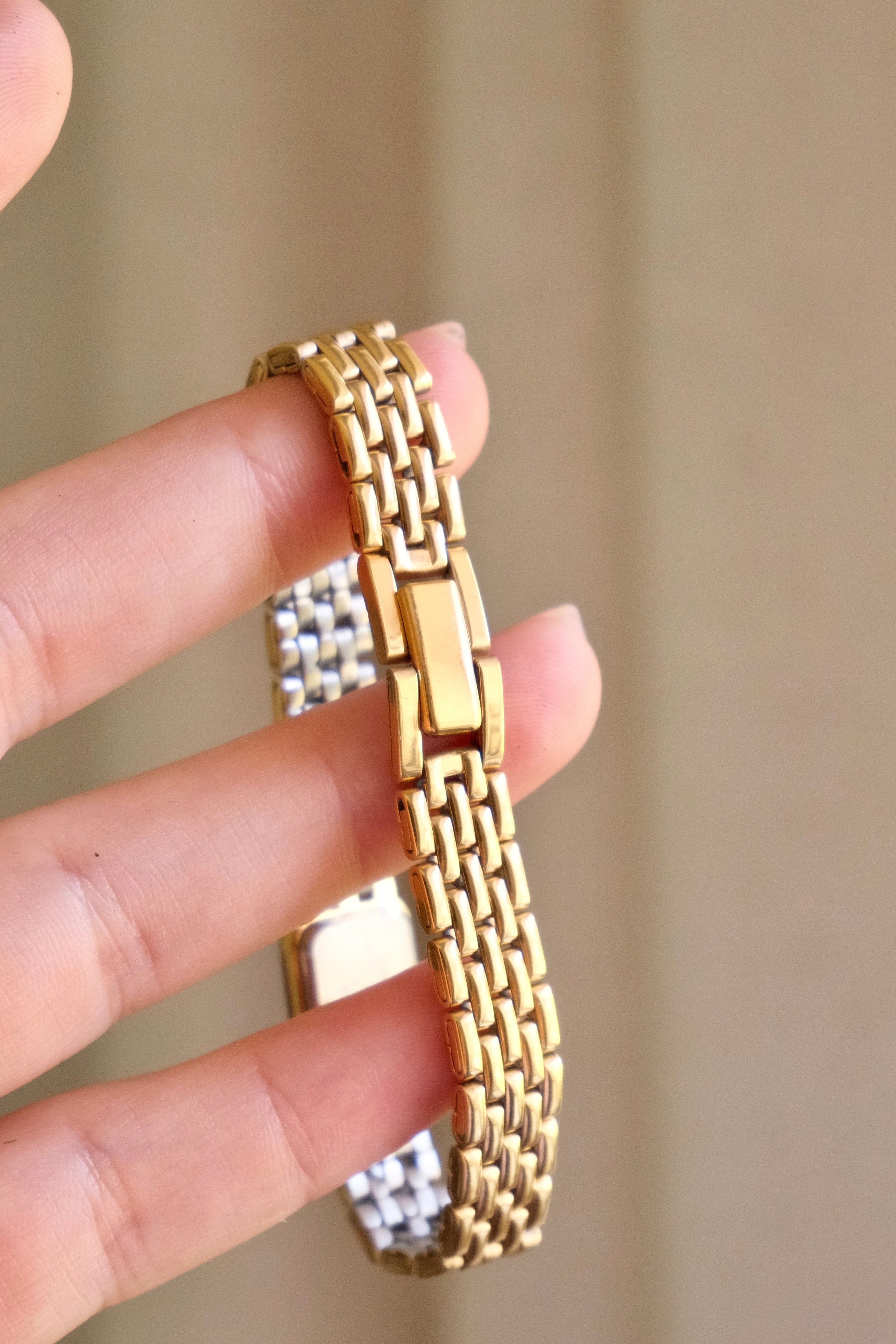 Vintage 1980s Gold  Accurist Ladies Tank Watch  Japanese Movement Diamond Accent Housed in Original Box