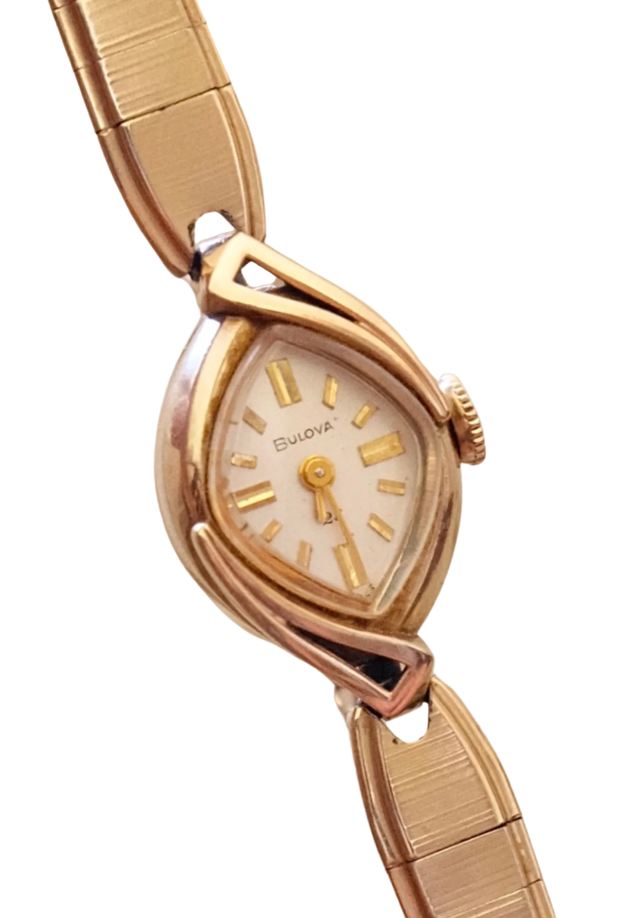 Rare 1954 Bulova Vintage Ladies Cocktail Watch Gold Filled Teardrop Wristwatch Working in Vintage Box