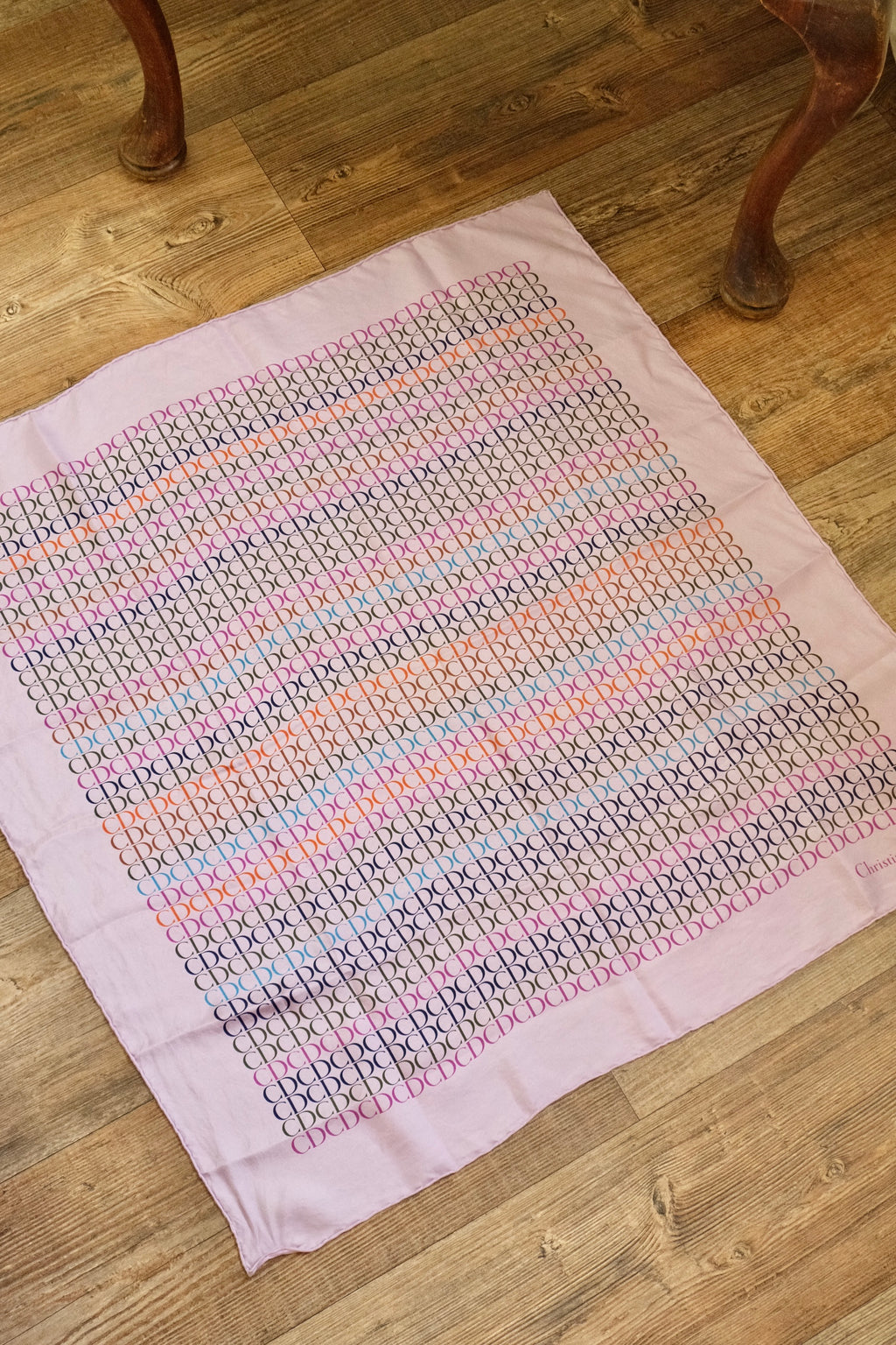 1970s Vintage Christian Dior CD Silk Scarf