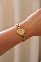1990s Vintage Ladies 18k Gold Plated Raymond Weil Crystal Accent Dial Watch Working