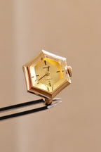 Rare 1970s Vintage Seiko Gold Mechanical Ring Watch Adjustbale Size Geometric Design