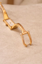 Vintage Gucci 1500L Gold Bangle Watch with White Dial, 90s Quartz