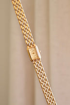 Vintage 1980s Gold  Accurist Ladies Tank Watch  Japanese Movement Diamond Accent Housed in Original Box