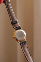Vintage Ladies Givenchy Paris Gold Dress Watch, Black Crocodile Leather Strap, Roman Numeral Dial, Classic Luxury Wristwatch