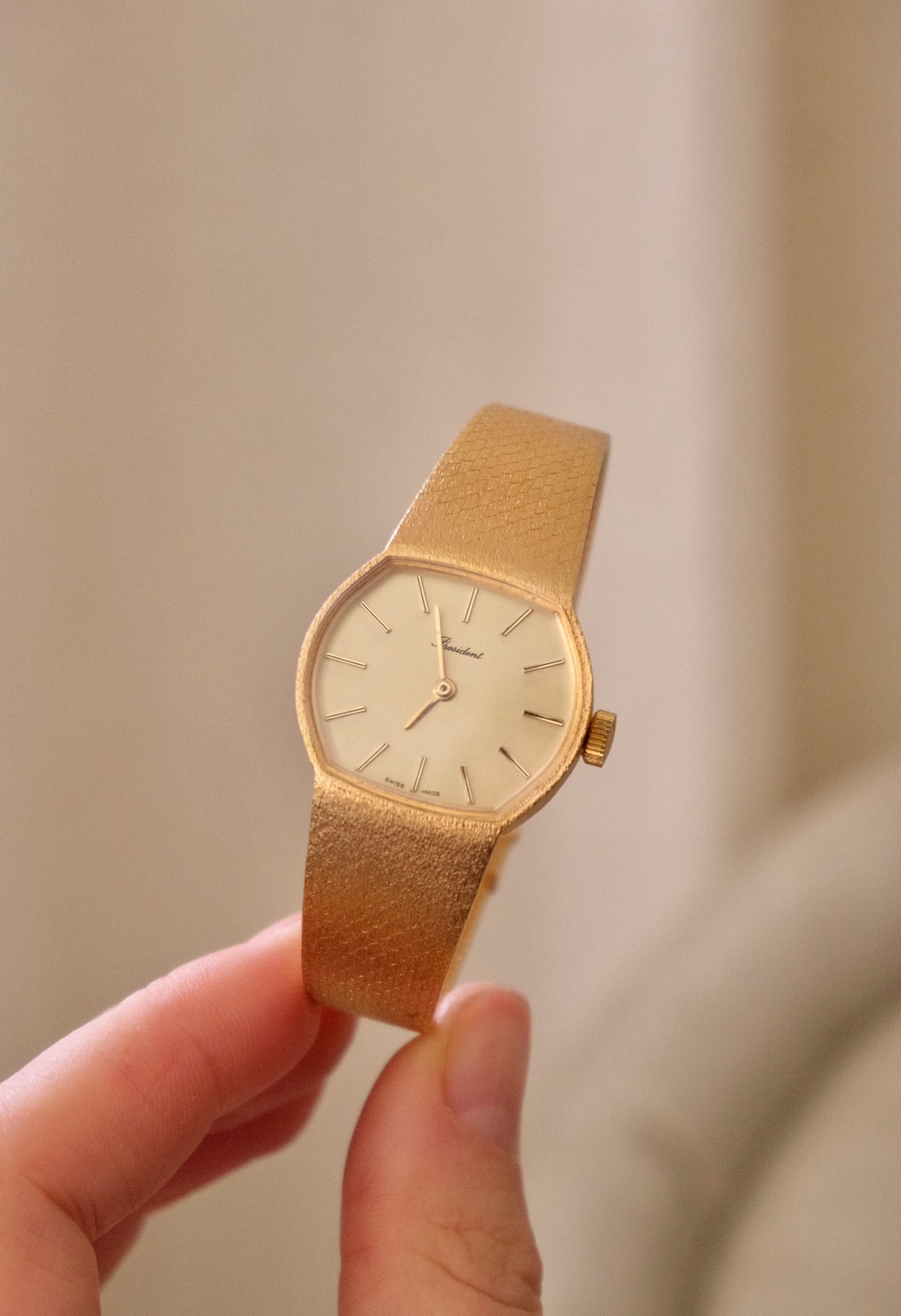 Vintage President 60/70s Gold Ladies Swiss Made Mechanical Watch in Box Working