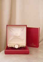 Vintage 9ct Gold Omega Ladies Watch, Mechanical Movement, Original Box