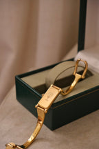 Vintage Ladies 1500L Gold Gucci Horsebit Watch with Black Dial in Box