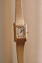 Rare 1980s Ladies Gold Plater Seiko Tank Watch with Roman Numeral Dial
