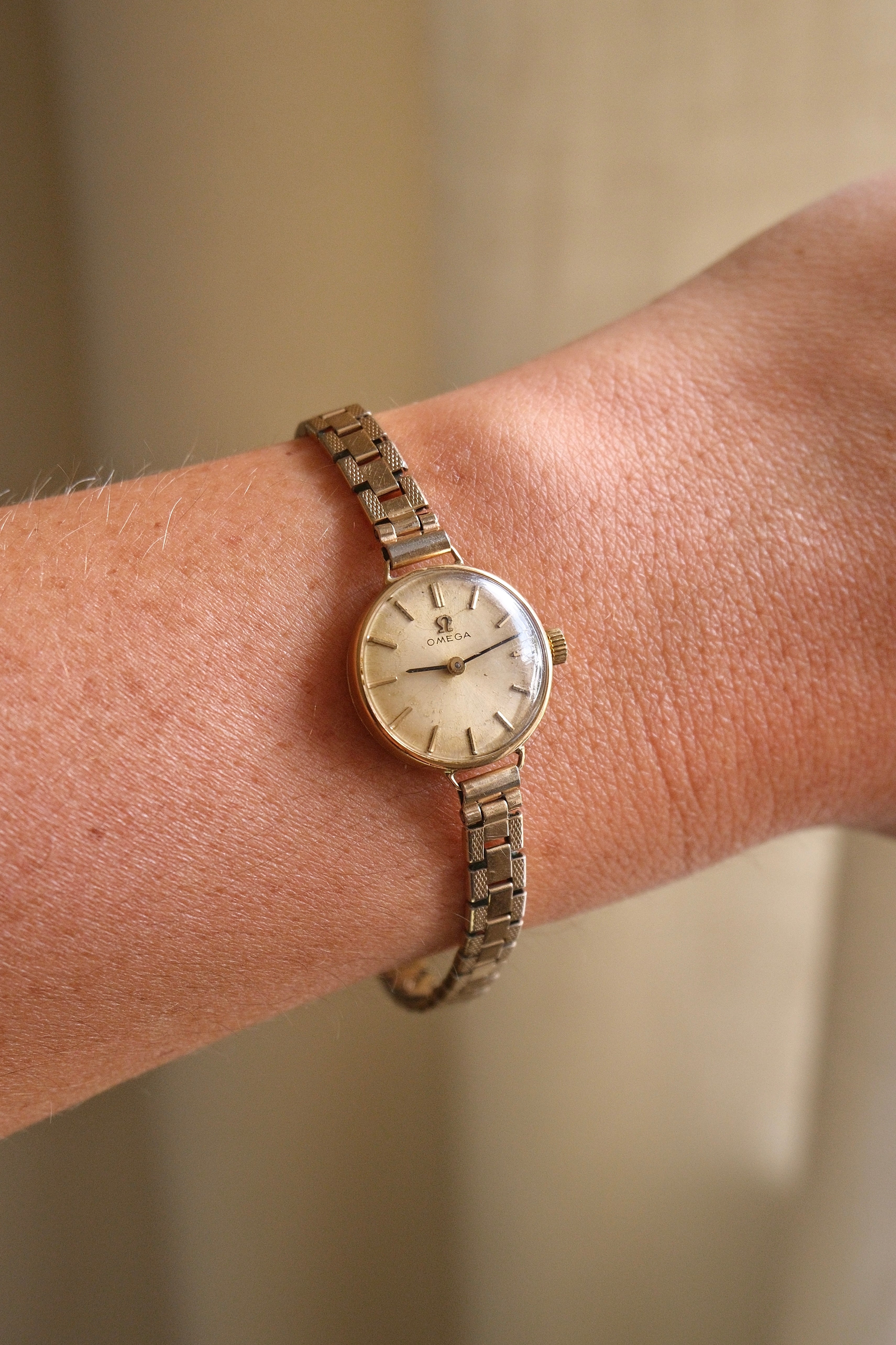1960s Vintage 9ct Gold Omega Cocktail Watch Gold Plated Bracelet in Orginal Shell Omega Box Manual Wind