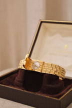 Vintage H. Samuel Hidden Watch Bracelet | Ladies Secret Watch | Gold Tone Jewelry Watch | Original Box | 1970s Working