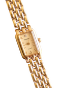 Vintage 1980s Gold  Accurist Ladies Tank Watch  Japanese Movement Diamond Accent Housed in Original Box