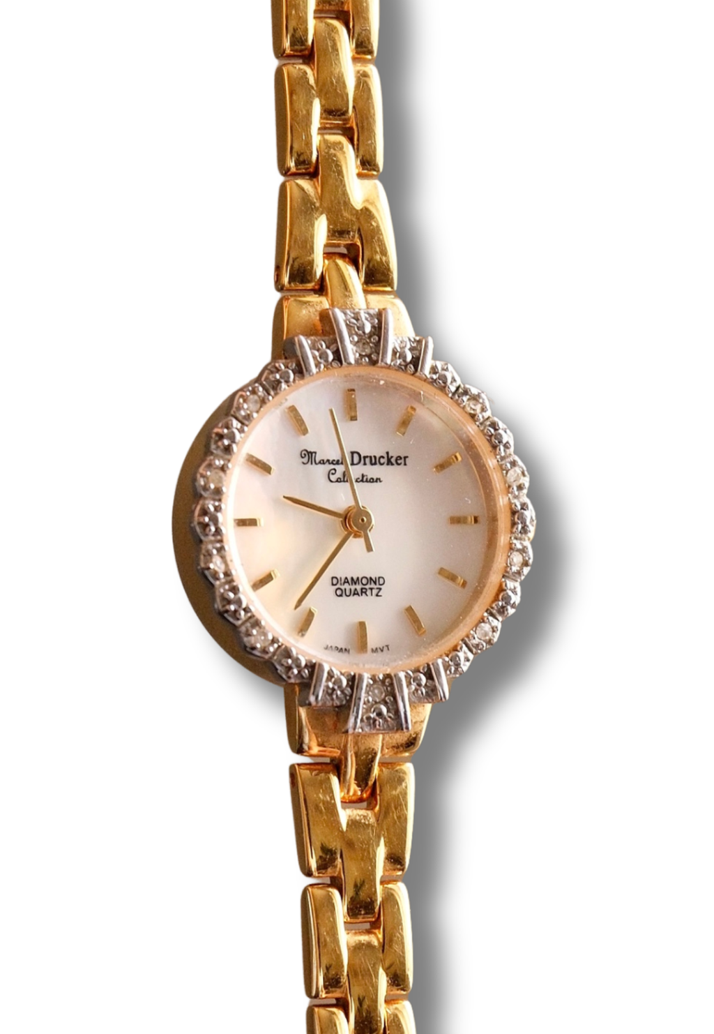 Rare Vintage 80s Marcel Drucker Oval Diamond Gold Cocktail Watch with Box & Papers