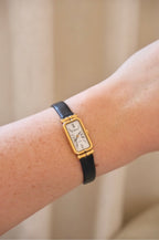 Vintage Raymond Weil Tank Watch: 18k Gold Plated, Leather Strap, Working