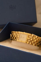 Vintage  18k Gold Plated Ladies Raymond Weil Tank Watch with Box & Papers