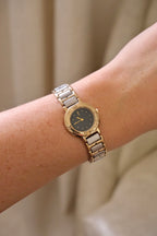 Vintage YSL Ladies Dual Tone Black Dial Watch Working